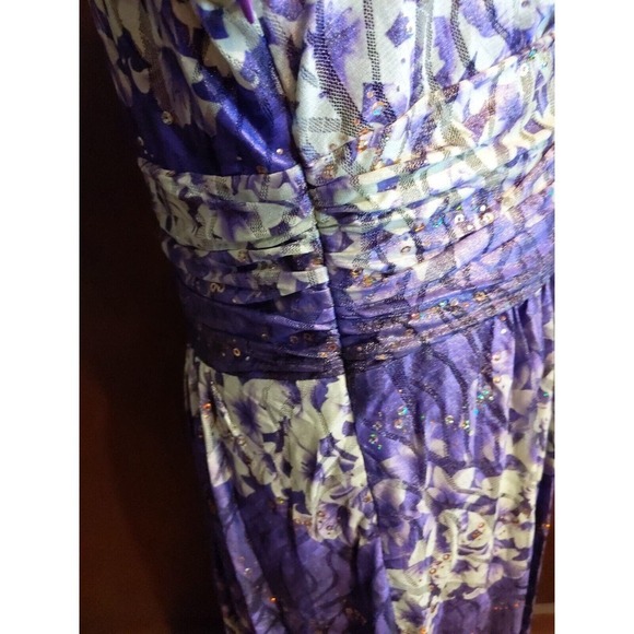 NWT Differentes Purple Flounce Mother bride groom sequin Maxi Dress Sz 12 Large - Picture 5 of 10